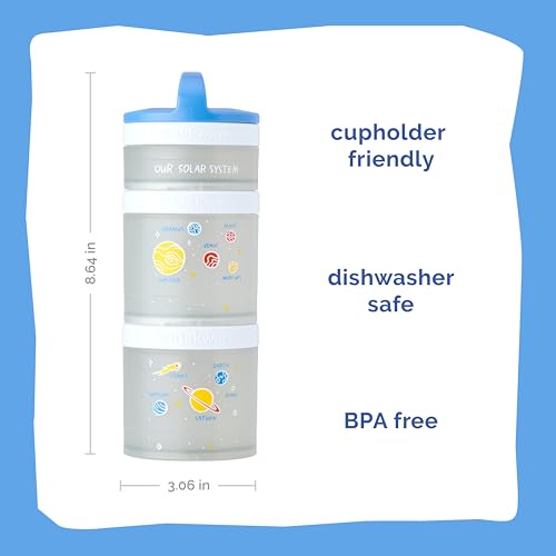 Image of Whiskware Stackable Snack Containers for Kids and Toddlers, 3 Stackable Snack Cups for School and Travel, Our Solar System(Pack of 1)