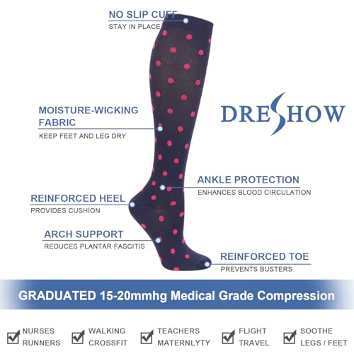 Dreshow 4 Paia Calze A Compressione Per Donna E Uomo Circolazione Miglior Supporto Alla Per Atletica,Corsa,Ciclismo,Viaggi - 6