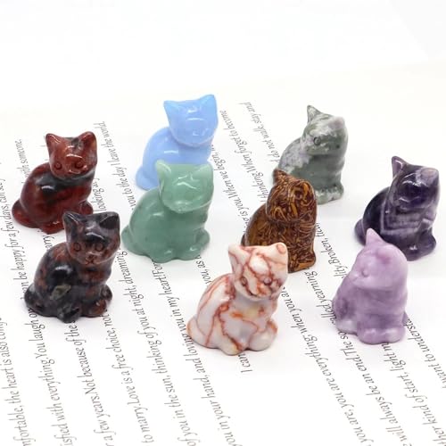 Statue de chat en cristal quartz décoration maison et bureau
