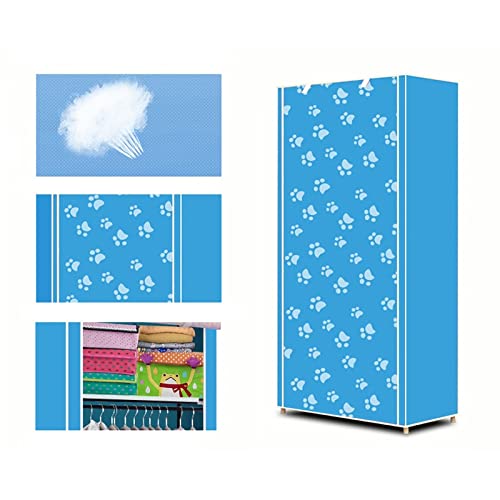 Armario de tela impermeable ZAW azul guardarropa plegable antipolvo casero 2