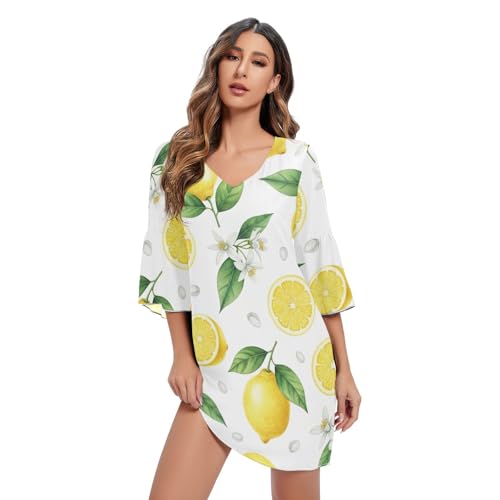 Robe jaune citrons aquarelle pour vos déjeuners en terrasse et soirées d'été