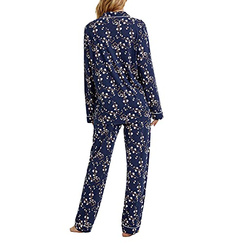 Image of Tugege Pajamas Set Long Sleeve Sleepwear Womens Button Down Nightwear Pj Sets