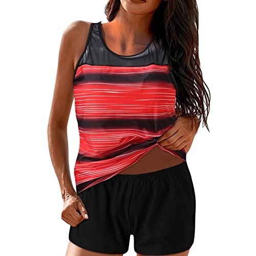 Tankini pour femme avec short rouge XL maillot de bain 2 pièces
