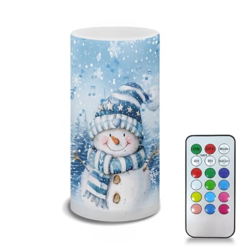 Image of Blue Snowman Flameless Candles with Remote Timer