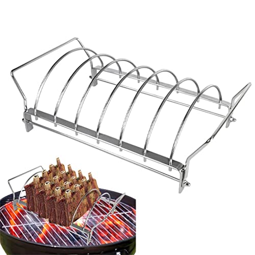 Anmmber Non-Stick Rib Shelf Stand Barbecue Roast Rack Stainless Steel Grilling Bbq Chicken Beef #TOP6
