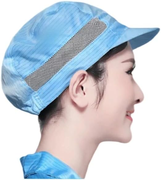 5 Pack ESD Work Caps with Side Mesh, Anti-Static Breathable Hats for Cleanroom & Factory