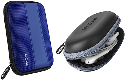 Image of AirCase Rugged Hard Drive Case for 2.5-inch Western Digital, Seagate, Toshiba && C41- Earphone Case Pouch & Travel Organizer for Earphone, Pen Drives, Memory Card, Data Cable (Grey Zip)