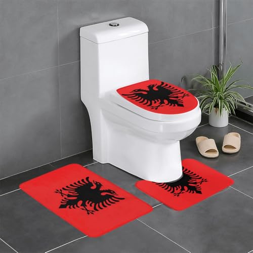 Lot de 3 tapis de sol antidérapants en flanelle, 61 x 40,6 cm, motif drapeau albanais de YYHWHJDE épais et absorbant, pour salle de bain et WC