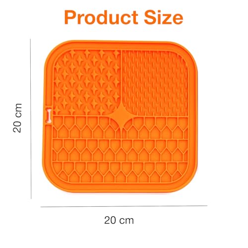 Image of Licking Mat for Dogs and Cats | Premium Lick Mat Suction Cups | Anxiety and Boredom Relief | Slow Feeding Mat Puzzle Toy | Food Grade Silicone Distraction Toy (Orange)