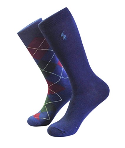 Polo Ralph Lauren - Men's Navy Argyle Trouser Socks - Pack of 2 Pairs