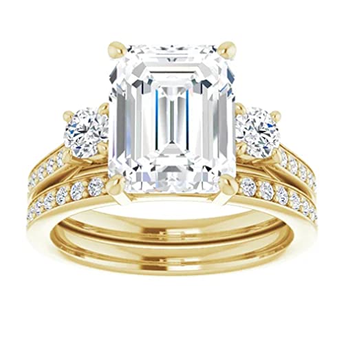 3 CT Emerald Cut Diamond 14k Yellow Gold Engagement Ring, Women Wedding Engagement Ring with Yellow Finish (6)2