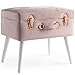 Beautify Pearlized Pink Velvet Storage Stool Trunk Organizer - Ottoman Storage Footstool Pouffe with Rose Gold Clasp and Handle