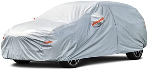 Kayme 6 Layers Hatchback Car Cover Waterproof All Weather for Automobiles, Outdoor Full Cover Rain Sun UV Protection with Zipper Cotton, Universal Fit for Hatchback (Up to 177 inch)