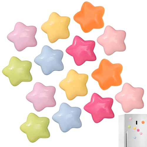 14Pcs Mini Star Fridge Magnets, Cute Fridge Magnets, for Locker Whiteboard Refrigerator School Office