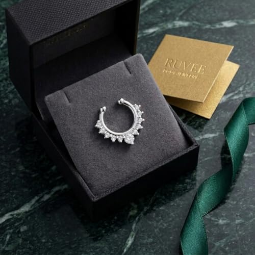 Image of RUVEE Nose & Ear Clip Titanium Plated Pin Non Pierced Just Press for Women & Girls Septum Ring