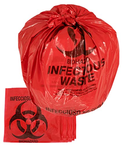Jmu 25Pcs Biohazard Waste Bags 4 Gallon 17" X 17", 1.5 Mil Red Biohazard Waste Disposal Bag #TOP13