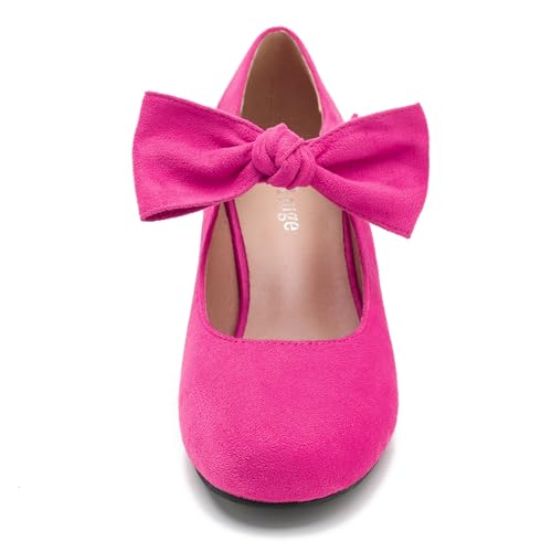 Enelauge Women's Bow Mary Jane Pumps Low Kitten Heels Round Toe Ankle Strap Wedding Office Work Dress Evening Party Shoes2