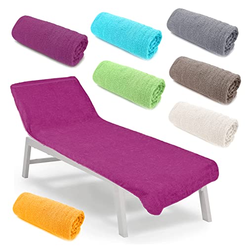 heimtexland ® Funda para tumbona de rizo tipo 772, para playa, piscina, sauna, toalla higiénica de rizo, color baya