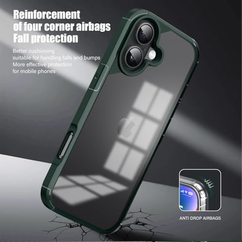 Image of KARWANBack Cover |Shockproof Bumper Case | Full Camera Protection | Raised Edges | Super Soft Side TPU | Bumper Case for iPhone 16 -Green