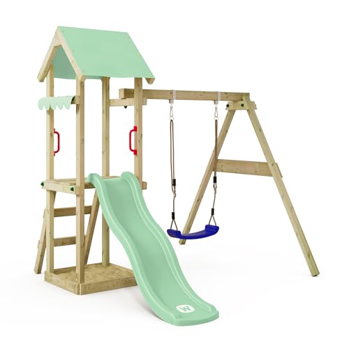 WICKEY Spielturm Klettergerüst TinyWave mit Schaukel & Rutsche, Outdoor...