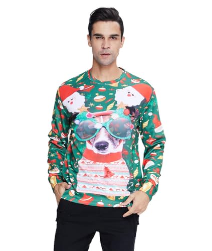Idgreatim Unisex Ugly Christmas Crewneck Sweatshirt Novelty 3D Graphic Long Sleeve Sweater Shirt