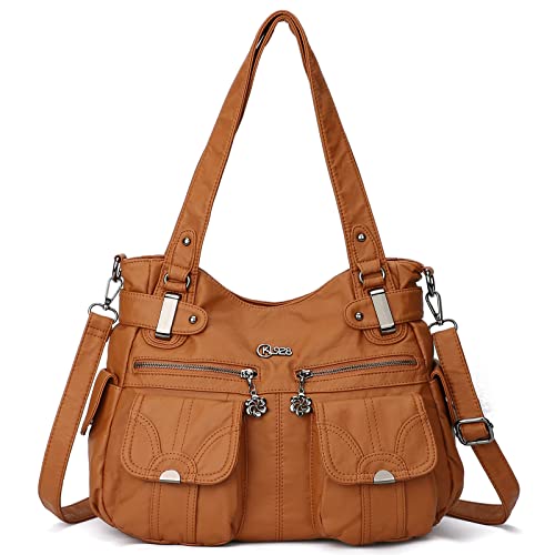 Purses and Handbags for Women Large Hobo Shoulder Bags Soft PU Leather Multi-Pocket Tote Bag(Brown) Purses and Handbags for Women Large Hobo Shoulder Bags Soft PU Leather Multi-Pocket Tote Bag(Brown)