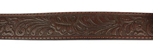 Bc Belts Leather Belt Strap With Embossed Western Scrollwork 1.5" Wide With Snaps (Brown-S) #TOP1