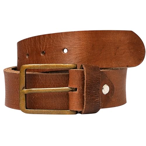 Men's Double Row Stitch Full Grain Leather Belt, Western Style, Cowboy Casual Accessory, Handmade, Large, Brown3