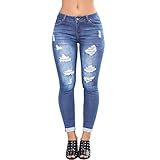 Mujer Vaqueros Push Up Rotos Ocio Estilo Skinny Jeans De EláSticos Ropa Pantalones (XXL, Azul Claro)