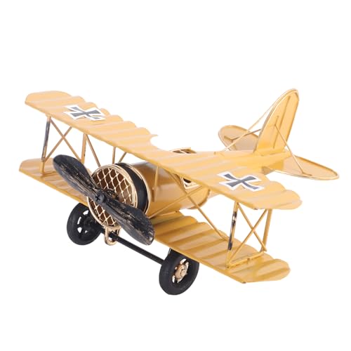 LetCart Retro Airplane Model Delicate Vintage Biplane Handicraft for Home Decoration Cafe Ornament Christmas Gifts (Yellow)