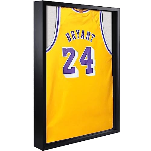 1DOT2 Shadow Box 20x30 Large Jersey Frame Display Case, Shadowbox Frames with Grade A Natural Pine Wood Acrylic for Football Baseball Basketball Hockey T-Shirt, Classic Black
