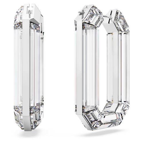 Swarovski Lucent Hoop Earrings, Statement, Octagon Shape, Clear4