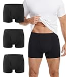 BEENIUBEE Incontinence Pants for Men,Cotton Incontinence Boxer Briefs,65ML Absorbent Washable Reusable Underpants,Leakproof Underwear Trunks Men 3 Pack(Black, L)