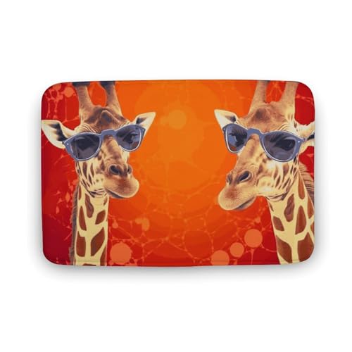 Felpudos Jirafa con Gafas De Sol Felpudo Interior Antisuciedad Doormat Suaves Alfombra De Entrada para Portón Dormitorio 40X60 CM
