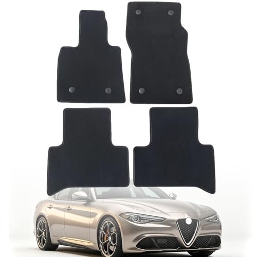 Priprilod Car Floor Mats Full Set Compatible with Alfa Romeo Stelvio 2017 2018 2019 2020 2021 2022 2023 2024 2025 | Waterproof，All-Weather Protect | All Black Floor Liner Car Accessories