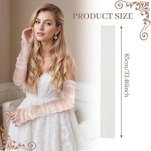 Long Wedding Tulle Gloves Bridal Gloves Elbow Length Sheer Glove Opera Glove Detachable Sleeves for Wedding Dresses2
