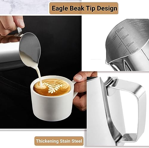 Image of PRIMESAGE Milk Pitcher - 350 ML Coffee Frother Mug Milk Frothing Pitcher Coffee Accessories Milk Frother Pitcher Milk Pitcher for Latte Art