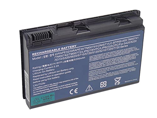 Garanzia:12 mesi 11,1V 5200mAh Batteria GRAPE32 GRAPE42 TM5520 TM00741 TM00751 CONIS71 CONIS41 per Acer TravelMate 5220 5220G 5230 5310 5320 5330 5520 5520G 5530 5530G