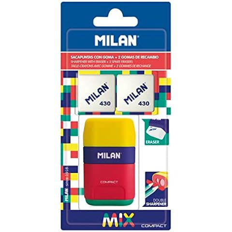 Sacapuntas MILAN Blister Compact Mix + 2 gomas de recambio thumbnail