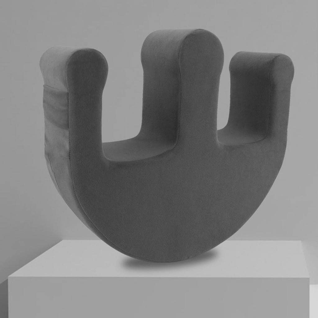 Almohada en U para Pacientes Cojín Asistente para Enfermería de Ancianos Postrados Dispositivo Multifuncional Antiescaras Impermeable Adecuado, Franela Gris
