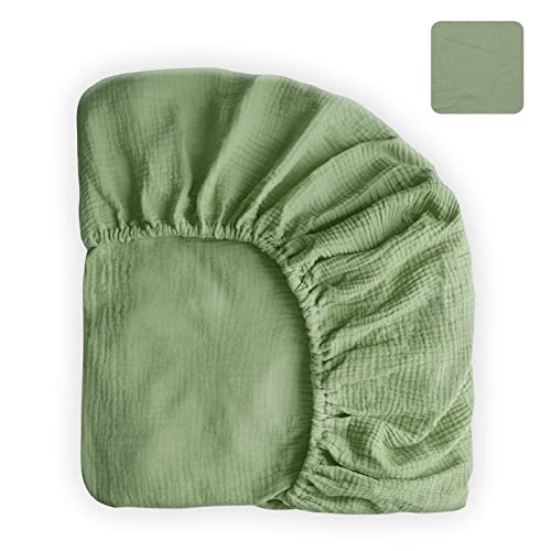 Crib Sheets For Girls And Boys, Muslin Cotton Fitted Baby Crib Sheet For Standard Crib Mattress & Toddler Bed Mattress (28"X52"), Soft Breathable Baby Sheets 1 Pack+Baby Square Towels 2 Pack #TOP6