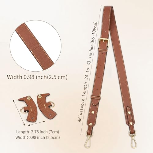 Image of SENTEN Purse Straps Replacement, Leather Crossbody Shoulder Strap Kit Adjustable for S /M Longchamp