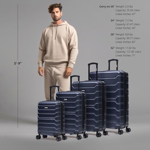 Image of InUSA TREND Luggage with Spinner Wheels | Durable Lightweight Hardside Suitcase, Travel Sets with Handle and Trolley | (20in, 24in, 28in, 32in) 4 Piece Set | Blue