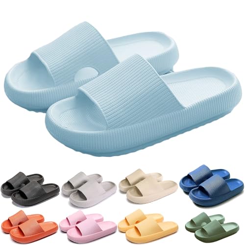 UERSUR Wolken Slipper Damen, Cosy Slides, Original Cloud Slipper, Cozislides (Light Blue, Damen, 36-37, EU Schuhgröße)