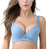 FallSweet Padded T Shirt Bras for Women Push Up Comfort Underwire Brassiere (Blue,38D)