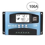 Solar Laderegler, MPPT 40/50/60/100A Solar Laderegler Duales USB LCD Display 12V 24V(100A)