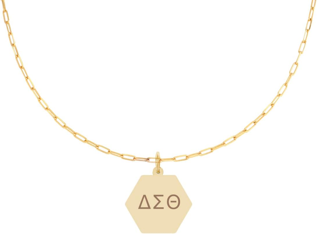 Sorority ShopDelta Sigma Theta Paperclip Necklace — DST 18K Gold Plated Sorority Gifts Necklace, Long-Lasting Delta Sigma Theta Gifts for Women, One Size, Gold Plated, No Gemstone