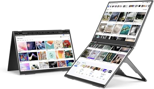 EHOMEWEI X1 Pro Dual Monitor, 2K 60Hz 16"*2 Laptop Expansion Portable Screens 2560 * 1600 100% DCI-P3 HDR 400 cd/㎡ Brightness for Gaming Phone/Switch/Windows MacOS No Stylus Touch