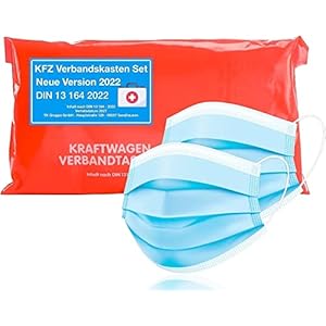autogadget® Auto Verbandskasten – Neue Norm 2023 & 2024 – zertifiziert DIN 13164 – STVO & 2x Maske Erste Hilfe KFZ Verbandstasche Kit First Aid