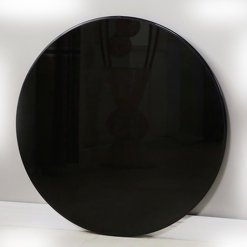 SXZenSpace Tempered Glass Round Table Top 1/4" Thick 16in 40in Black Tabletop Protector Safe Beveled Edge High Temperature Resistance(65cm(26in))